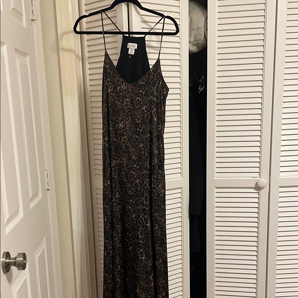 Nicole Miller Black Sleeveless V-Neck Slip Maxi Dress